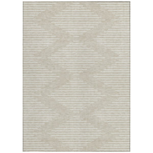Homeroots 3' Beige And Ivory Geometric Washable Area Rug - Perfect For Indoor And Outdoor Spaces, Durable Design 10' X 14' Polyester 598531