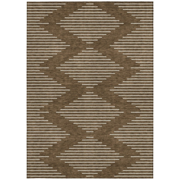 Homeroots 3' Beige And Ivory Geometric Washable Area Rug - Perfect For Indoor And Outdoor Spaces, Durable Design 3' X 5' Polyester 598538