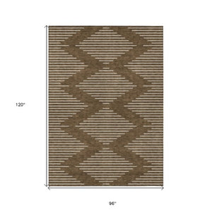 Homeroots 3' Beige And Ivory Geometric Washable Area Rug - Perfect For Indoor And Outdoor Spaces, Durable Design 8' X 10' Polyester 598541