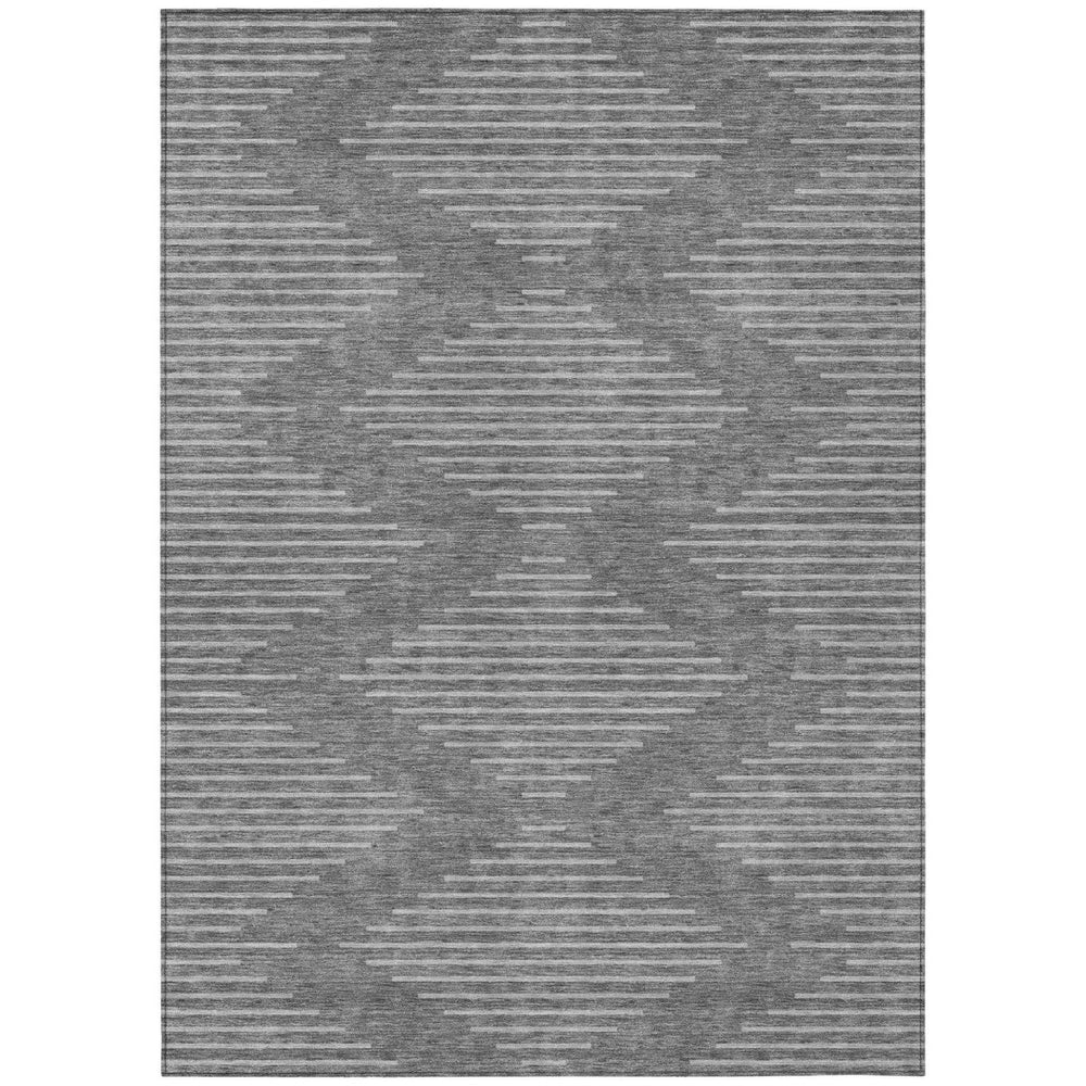 HomeRoots 5' Charcoal and Silver Geometric Area Rug - Stylish, Washable, Durable Indoor/Outdoor Decor Piece 5' X 8' 598545