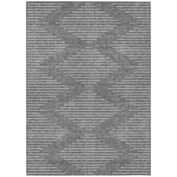 HomeRoots 5' Charcoal and Silver Geometric Area Rug - Stylish, Washable, Durable Indoor/Outdoor Decor Piece 5' X 8' 598545
