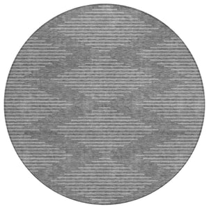 HomeRoots 5' Charcoal and Silver Geometric Area Rug - Stylish, Washable, Durable Indoor/Outdoor Decor Piece 8' Round 598546