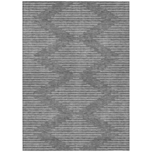 HomeRoots 5' Charcoal and Silver Geometric Area Rug - Stylish, Washable, Durable Indoor/Outdoor Decor Piece 8' X 10' 598547