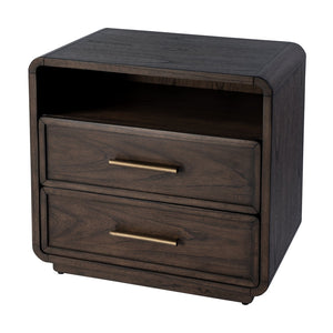 Butler Keenan 28" Wood Nightstand with Soft-Close Drawers & Open Shelf - Elegant Dark Brown Design