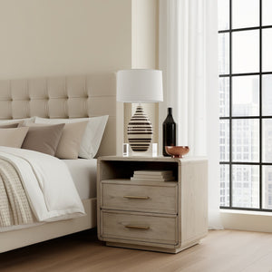 Butler Specialty Butler Keenan 28" Rectangular Nightstand with 2 Soft-Close Drawers & Open Shelf, Medium Oak Finish 5985505