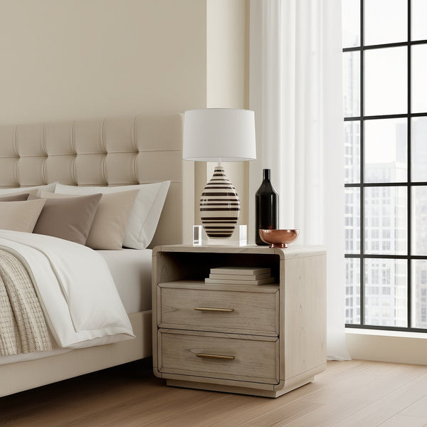 Butler Specialty Butler Keenan 28" Rectangular Nightstand with 2 Soft-Close Drawers & Open Shelf, Medium Oak Finish 5985505