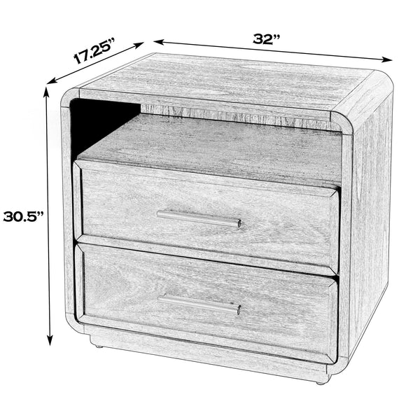 Butler Specialty Butler Keenan 28" Rectangular Nightstand with 2 Soft-Close Drawers & Open Shelf, Medium Oak Finish 5985505