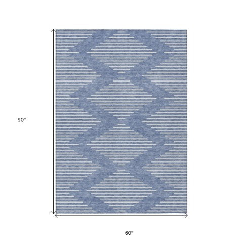 Homeroots 3' Beige And Ivory Geometric Washable Area Rug - Perfect For Indoor And Outdoor Spaces, Durable Design 5' X 8' Polyester 598551