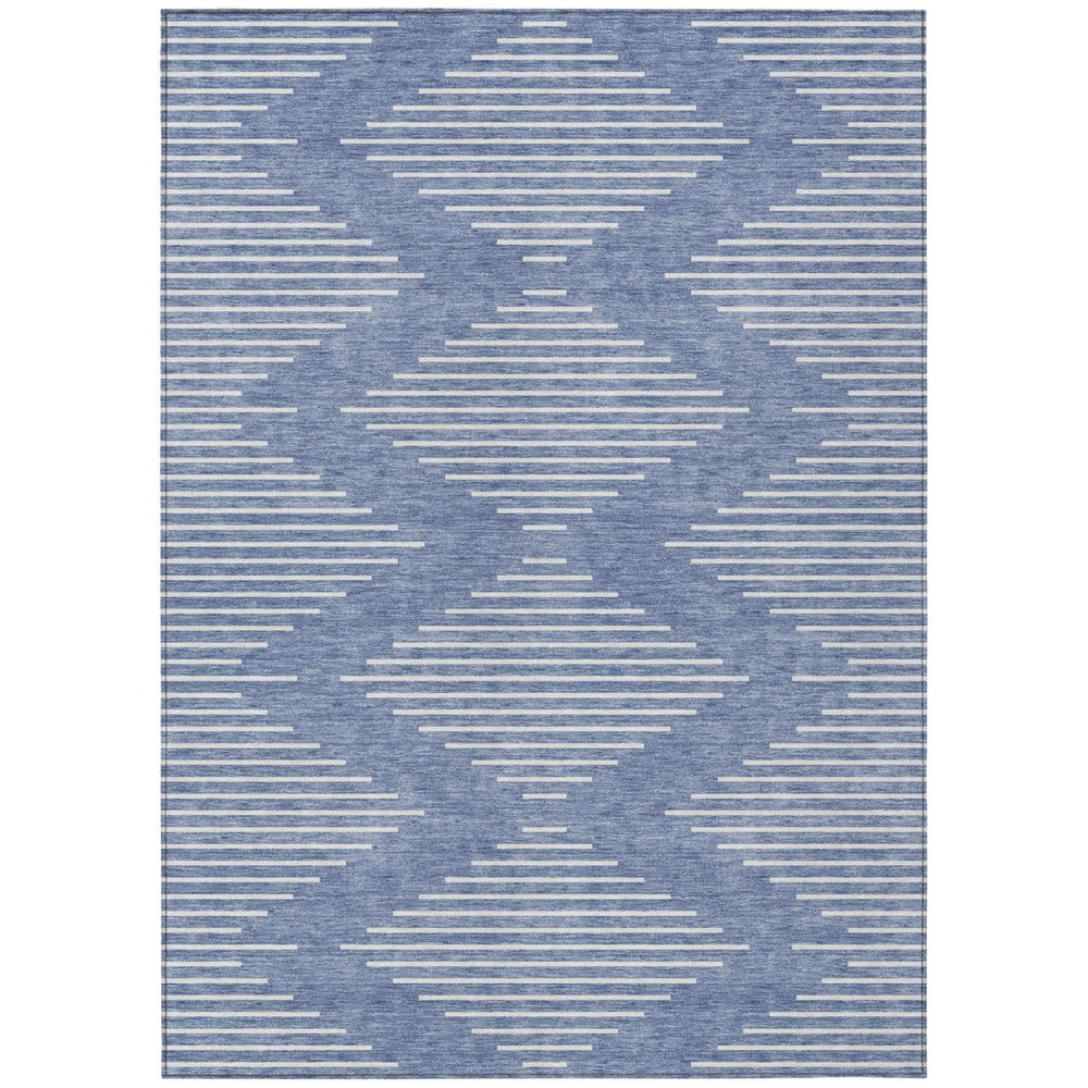 HomeRoots 9' X 12' Stylish Denim Blue & Ivory Geometric Area Rug - Durable, Washable for Indoor & Outdoor Use 598554
