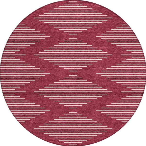 Homeroots 3' Beige And Ivory Geometric Washable Area Rug - Perfect For Indoor And Outdoor Spaces, Durable Design 8' Round Polyester 598558