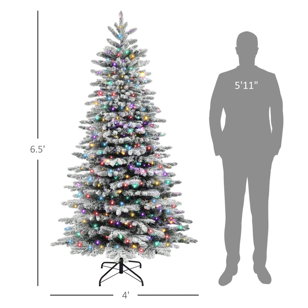 English Elm 6.5ft Flocked Artificial Pine Tree with 400 Led Lights and Remote Indoor Holiday T3971P401262