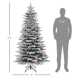 English Elm 6.5ft Flocked Artificial Pine Tree with 400 Led Lights and Remote Indoor Holiday T3971P401262