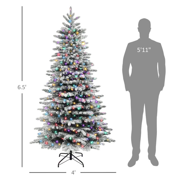 English Elm 6.5ft Flocked Artificial Pine Tree with 400 Led Lights and Remote Indoor Holiday T3971P401262