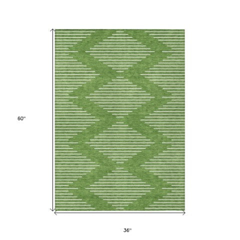 Homeroots 3' Beige And Ivory Geometric Washable Area Rug - Perfect For Indoor And Outdoor Spaces, Durable Design 3' X 5' Polyester 598562