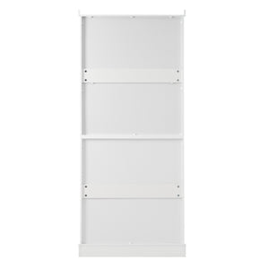 English Elm 70.1" Modern Tall Storage Cabinet with 3 Drawers, 2 Adjustable Shelves, Soft-Close Glass Doors, Gold Handles White N729P271979K