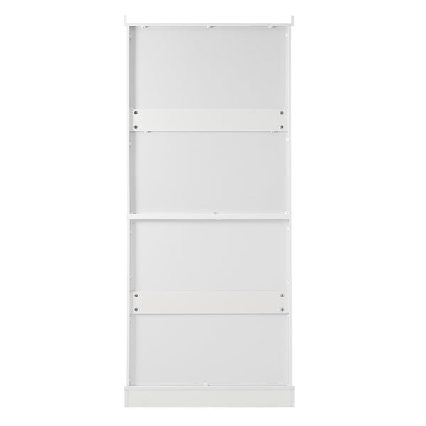 English Elm 70.1" Modern Tall Storage Cabinet with 3 Drawers, 2 Adjustable Shelves, Soft-Close Glass Doors, Gold Handles White N729P271979K