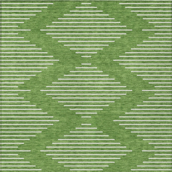 HomeRoots 9' X 12' Green and Ivory Geometric Area Rug - Durable, Washable Design for Indoor & Outdoor Use 598566