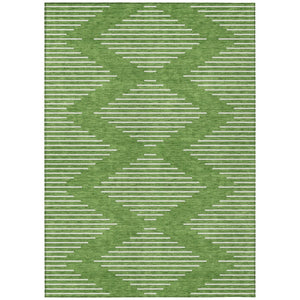 HomeRoots 9' X 12' Green and Ivory Geometric Area Rug - Durable, Washable Design for Indoor & Outdoor Use 598566