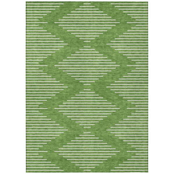 HomeRoots 9' X 12' Green and Ivory Geometric Area Rug - Durable, Washable Design for Indoor & Outdoor Use 598566