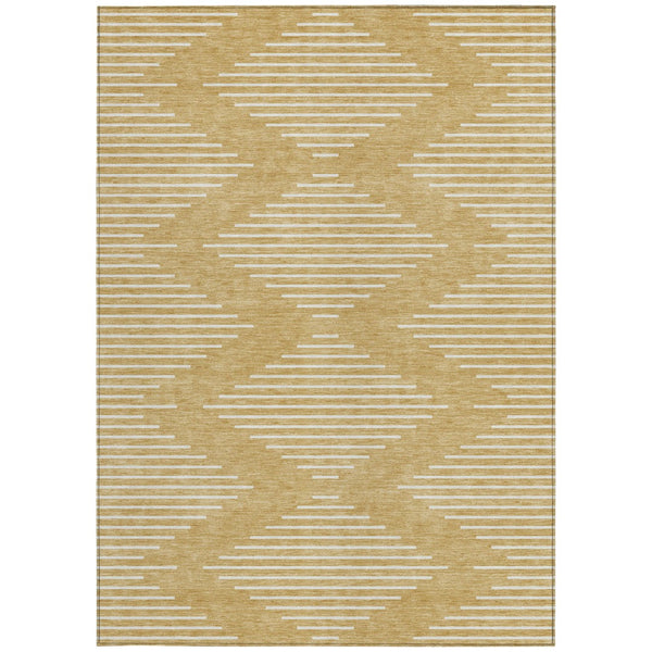 Homeroots 3' Beige And Ivory Geometric Washable Area Rug - Perfect For Indoor And Outdoor Spaces, Durable Design 3' X 5' Polyester 598568