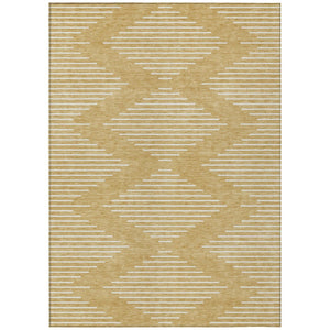 HomeRoots 5' Gold and Ivory Geometric Area Rug - Stylish, Washable, Durable Design for Indoor and Outdoor Use 5' X 8' 598569