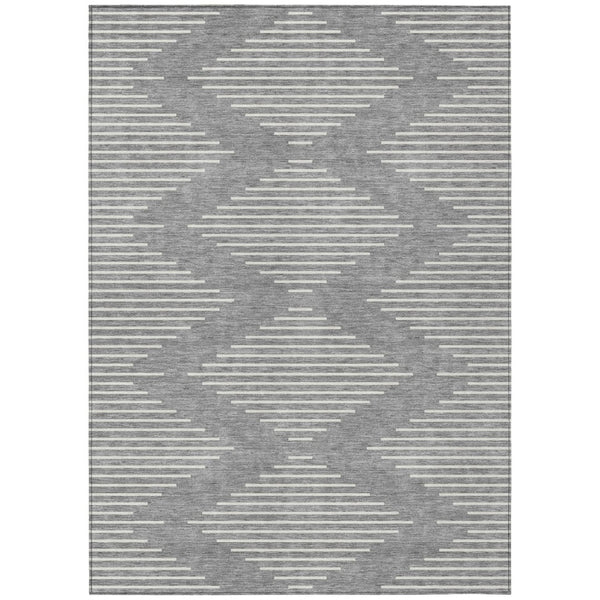 HomeRoots 5' Stylish Gray and Ivory Geometric Area Rug - Washable Indoor/Outdoor Accent for Any Space 8' X 10' 598577