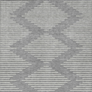 HomeRoots 9' Indoor Outdoor Gray and Ivory Geometric Area Rug – Durable, Washable, Stylish for Any Space 598578