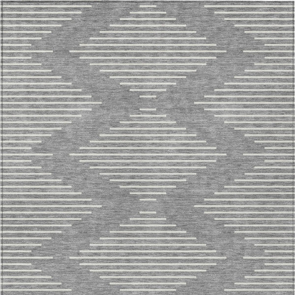 HomeRoots 9' Indoor Outdoor Gray and Ivory Geometric Area Rug – Durable, Washable, Stylish for Any Space 598578
