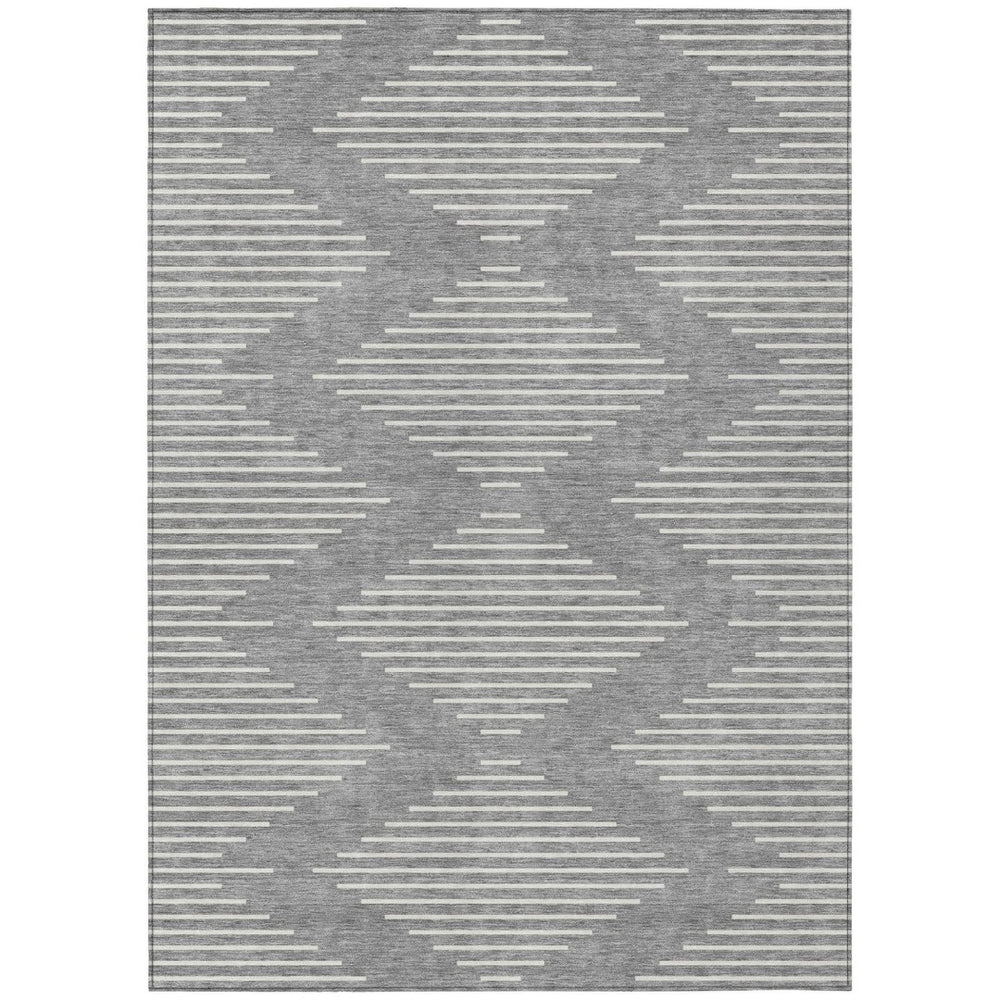 HomeRoots 9' Indoor Outdoor Gray and Ivory Geometric Area Rug – Durable, Washable, Stylish for Any Space 598578