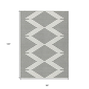 Homeroots 3' Beige And Ivory Geometric Washable Area Rug - Perfect For Indoor And Outdoor Spaces, Durable Design 8' X 10' Polyester 598583