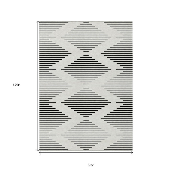 Homeroots 3' Beige And Ivory Geometric Washable Area Rug - Perfect For Indoor And Outdoor Spaces, Durable Design 8' X 10' Polyester 598583