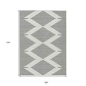 Homeroots 3' Beige And Ivory Geometric Washable Area Rug - Perfect For Indoor And Outdoor Spaces, Durable Design 9' X 12' Polyester 598584