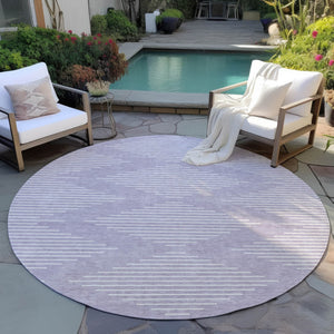 Homeroots 3' Beige And Ivory Geometric Washable Area Rug - Perfect For Indoor And Outdoor Spaces, Durable Design 8' Round Polyester 598588