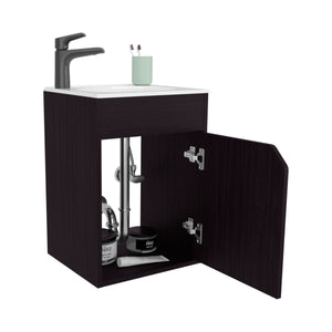 English Elm FM Floating Bathroom Vanity with Integrated Sink and Soft-Close Cabinet for Sleek Modern Storage Wenge 26 L x 19 W x 11 H B128P335852