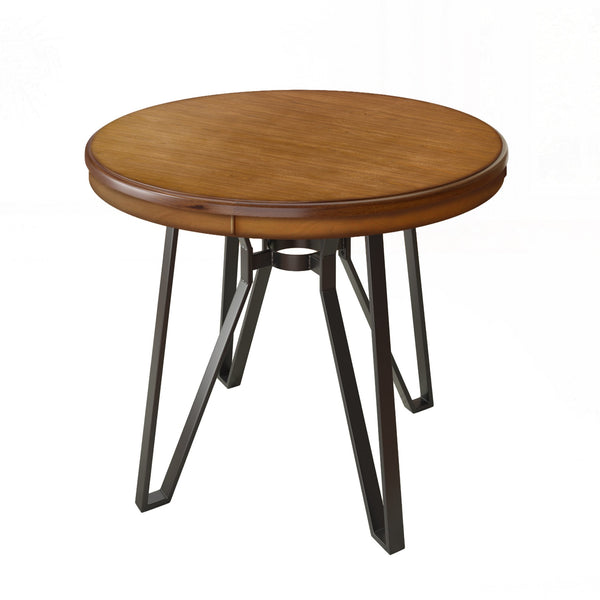 English Elm Christopher Knight Home® - Round Mid-Century Bar Table with Hairpin Metal Legs and Open Shelf, 46.85" Diameter, Stylish Dining Ash Brown N771P205281A