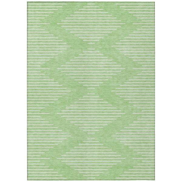 HomeRoots 5' Stylish Mint Green and Ivory Geometric Area Rug - Washable, Durable for Indoor and Outdoor Use 5' X 8' 598593