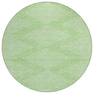 HomeRoots 5' Stylish Mint Green and Ivory Geometric Area Rug - Washable, Durable for Indoor and Outdoor Use 8' Round 598594