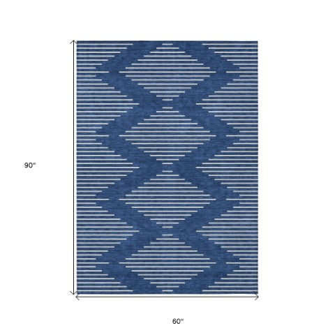 Homeroots 3' Beige And Ivory Geometric Washable Area Rug - Perfect For Indoor And Outdoor Spaces, Durable Design 5' X 8' Polyester 598599