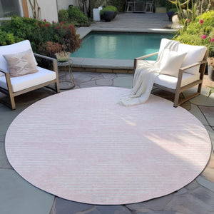 Homeroots 3' Beige And Ivory Geometric Washable Area Rug - Perfect For Indoor And Outdoor Spaces, Durable Design 8' Round Polyester 598606