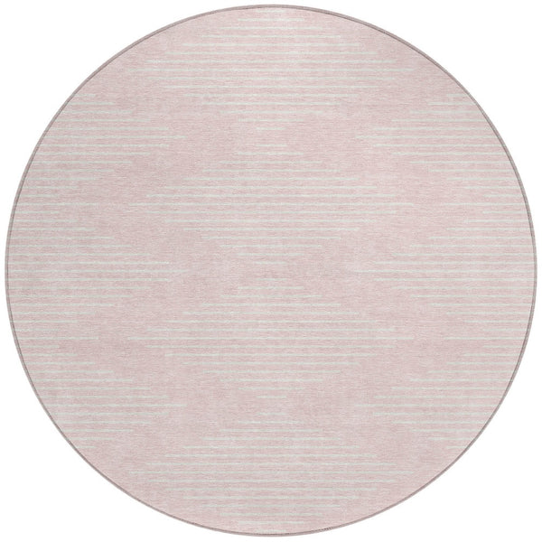 Homeroots 3' Beige And Ivory Geometric Washable Area Rug - Perfect For Indoor And Outdoor Spaces, Durable Design 8' Round Polyester 598606