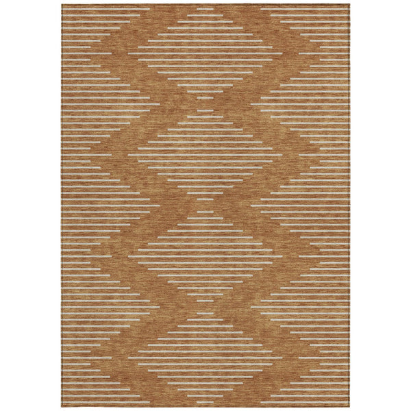 Homeroots 3' Beige And Ivory Geometric Washable Area Rug - Perfect For Indoor And Outdoor Spaces, Durable Design 5' X 8' Polyester 598611