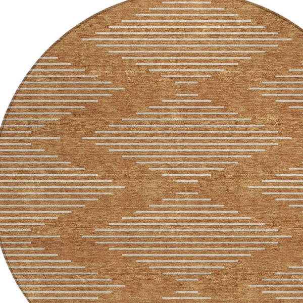 Homeroots 3' Beige And Ivory Geometric Washable Area Rug - Perfect For Indoor And Outdoor Spaces, Durable Design 8' Round Polyester 598612