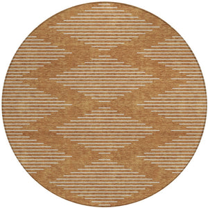 Homeroots 3' Beige And Ivory Geometric Washable Area Rug - Perfect For Indoor And Outdoor Spaces, Durable Design 8' Round Polyester 598612