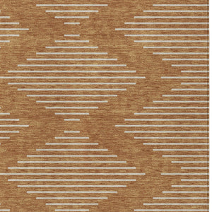Homeroots 3' Beige And Ivory Geometric Washable Area Rug - Perfect For Indoor And Outdoor Spaces, Durable Design 8' X 10' Polyester 598613