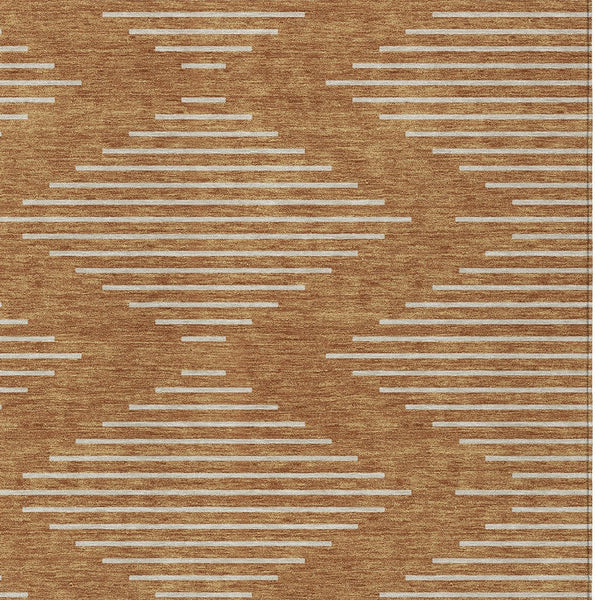Homeroots 3' Beige And Ivory Geometric Washable Area Rug - Perfect For Indoor And Outdoor Spaces, Durable Design 8' X 10' Polyester 598613