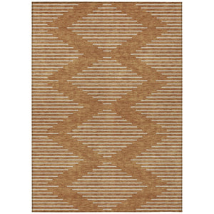 HomeRoots 5' Copper and Beige Geometric Indoor Outdoor Area Rug - Stylish, Durable, Machine Washable Design 10' X 14' 598615