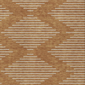 Homeroots 3' Beige And Ivory Geometric Washable Area Rug - Perfect For Indoor And Outdoor Spaces, Durable Design 10' X 14' Polyester 598615