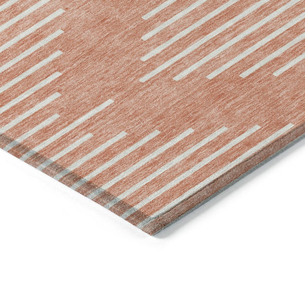 HomeRoots 5' Salmon and Ivory Geometric Indoor Outdoor Area Rug – Stylish, Durable, and Washable Design Perfect for Any Space 5' X 8' 598617