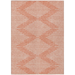 HomeRoots 9' X 12' Salmon & Ivory Geometric Area Rug - Stylish, Washable, Durable for Indoor & Outdoor Use 598620