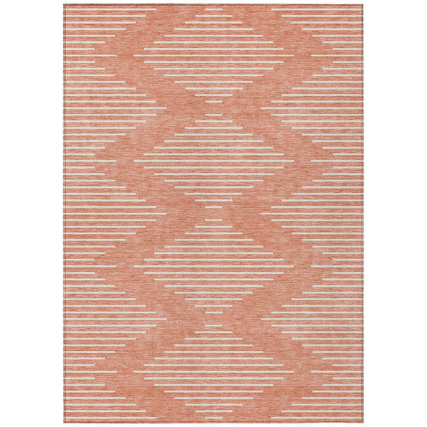 HomeRoots 9' X 12' Salmon & Ivory Geometric Area Rug - Stylish, Washable, Durable for Indoor & Outdoor Use 598620